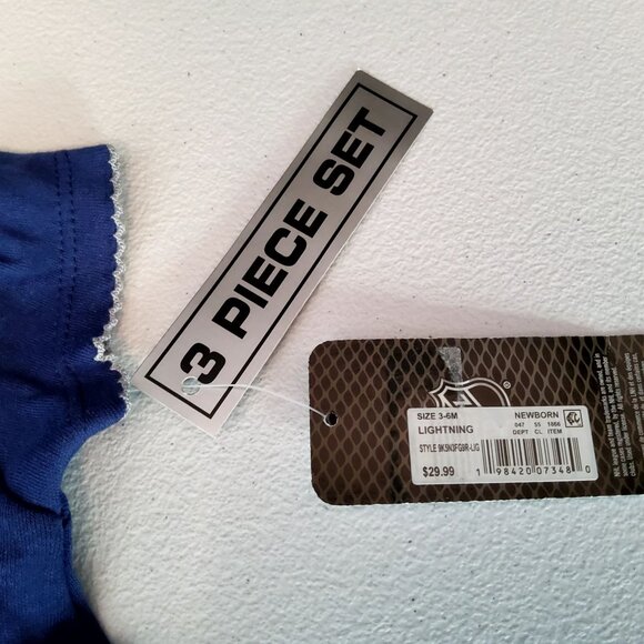 Tampa Bay Lightning Baby Onesie 3-Piece Set 3/6M Cotton• Team logo design - Picture 4 of 12